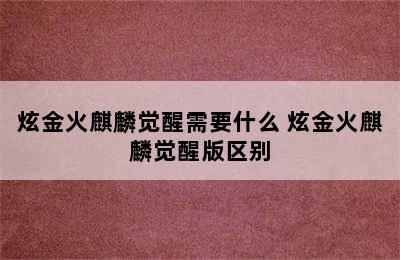 炫金火麒麟觉醒需要什么 炫金火麒麟觉醒版区别